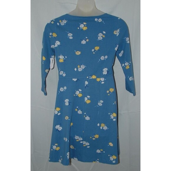 OLD NAVY Blue Floral Sz Large Stretchy Cotton Fit & Flare Dress NEW NWT - Picture 3 of 4